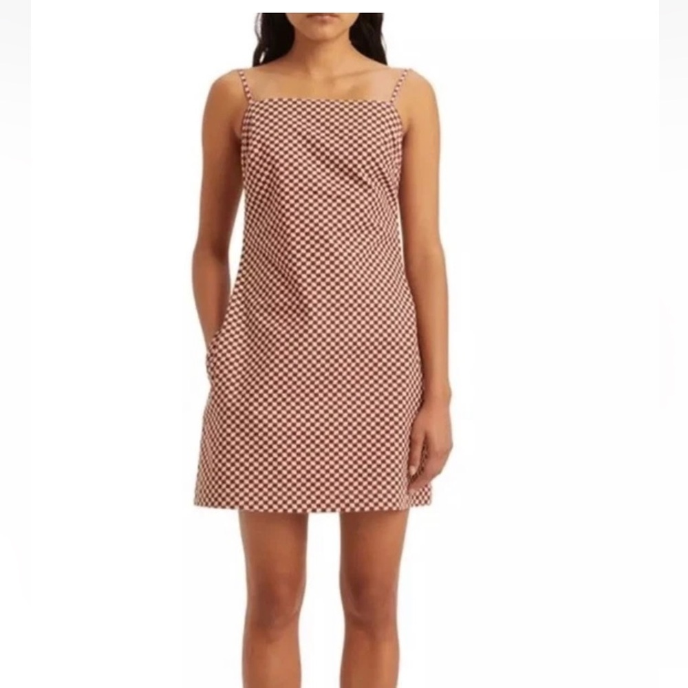 Levi's Checkered Denim Mini Dress Square Neck 100% Cotton Y2K Retro. Size XL New